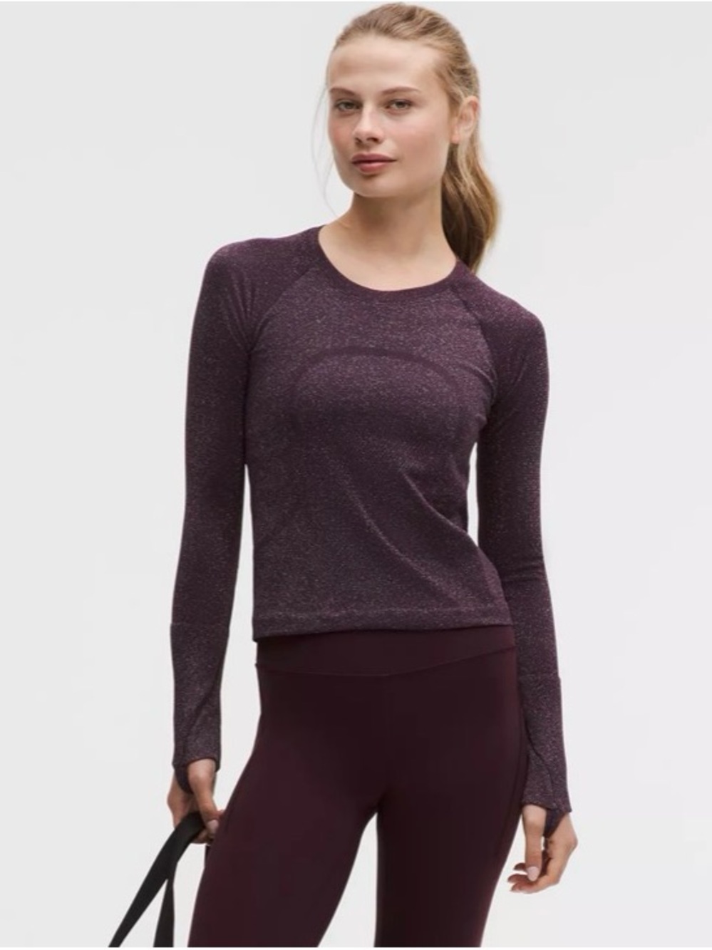 lululemon Swiftly Tech Long-Sleeve Shirt 2.0 Waist Length *Sparkle / Black Plum